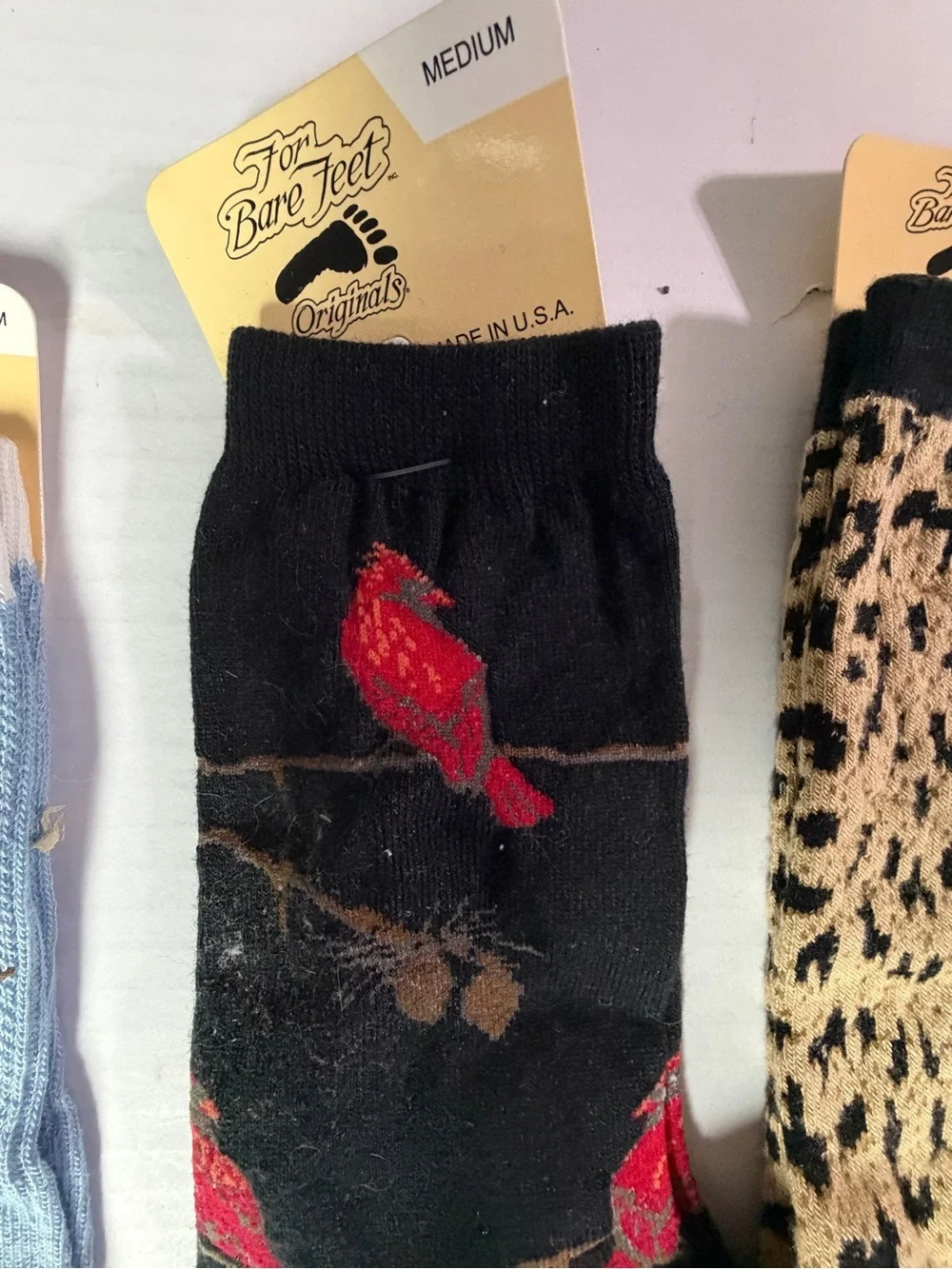 Assorted For Bare Feet women’s Socks with Bird & Leopard Patterns - Pack of 5